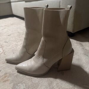 Steve Madden Cream Ankle Booties